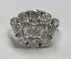 oro de 14 quilates 4.anillo Ovalado de Diamantes ctw