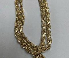 cadena de cuerda de oro amarillo 14k 26a