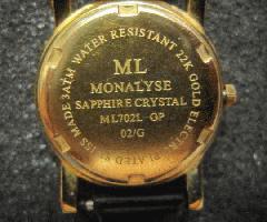 Monalyse Sapphire Swiss Made 22K Electro Reloj de Pulsera ML702L Chapado en Oro