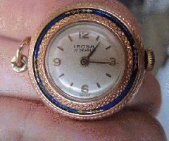 Iposa 14K Oro Collar Reloj Suizo Movimiento 17 Joyas Vintage Raro