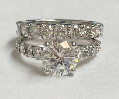 anillo de compromiso de diamantes con certificación E / SI de 2.22 ct