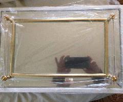 Set de vanidad-Bandeja de espejo de 3 piezas, plato de joyería atomizador de vidrio