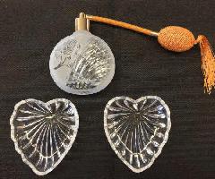 Set de vanidad-Bandeja de espejo de 3 piezas, plato de joyería atomizador de vidrio