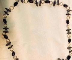 Vintage Marrón Beige Semillas con Anillos de Oro Collar