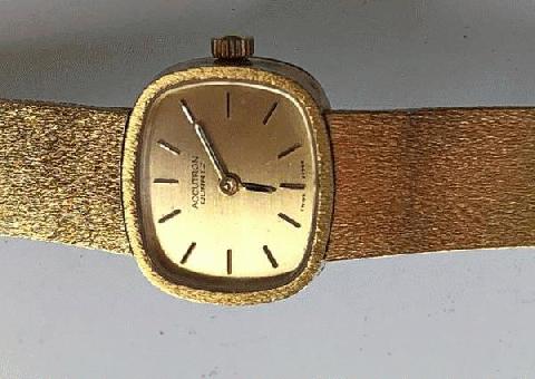 Vintage Bulova Accutron Todo Oro Tono Pulsera Reloj w / Caja Original