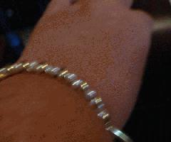  Oro con sello-Braclet 10 quilates de oro con perlas 7 pulgadas