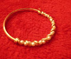 Oro con sello-Braclet 10 quilates de oro con perlas 7 pulgadas