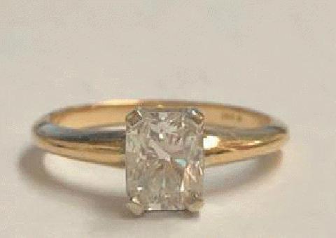 1.anillo de Compromiso de Diamantes de corte radiante ct
