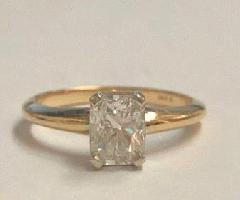 1.anillo de Compromiso de Diamantes de corte radiante ct