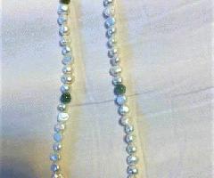 Vintage Perla Verde Collar de Piedra