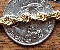 14K oro amarillo 26 12.2 gram 5MM cadena de cuerda hueca collar
