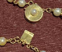 Vintage Estate Jewelry 14K Oro Amarillo Doble Strand Pulsera de perlas
