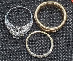  Zales 14K anillo de compromiso de diamantes de oro blanco y 2 anillo de boda conjunto