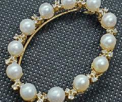 Vintage Fine Estate Jewelry 14K Oro Amarillo Diamante Perla Broche Pin