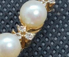 Vintage Fine Estate Jewelry 14K Oro Amarillo Diamante Perla Broche Pin