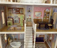 Casa de muñecas con accesorios de madera, 51 pulgadas de alto