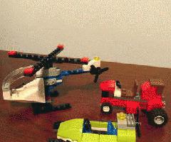 5pcs Lego modelo construye helicóptero, barco, cortacésped, camión, robot