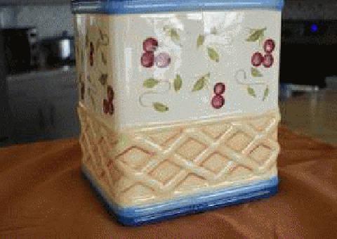 Tarro de galletas con tapa rectangular de cerámica vintage