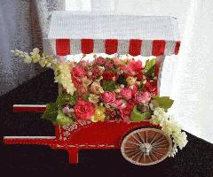 Carro de exhibición de flores de madera pintado a mano